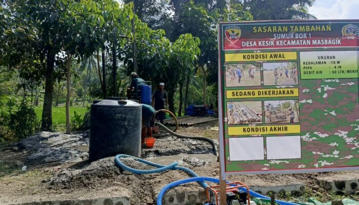 Pembangunan Sumur Bor TMMD ke-121 Kodim 1615/Lotim di Desa Kesik.