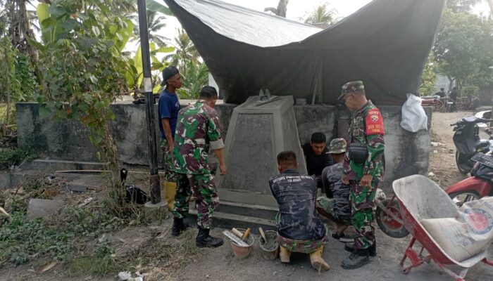 Tugu Prasasti di Bangun di Desa Loyok, TMMD ke 121 Kodim 1615/Lombok Timur.