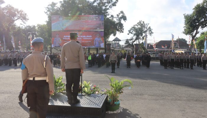 Wujudkan Pilkada Damai Polres Loteng Laksanakan Apel Satkamling