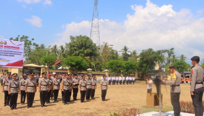 Kapolres  Pimpin Upacara Sertijab PJU Polres Lombok Utara