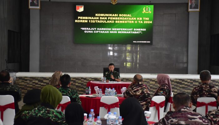 Korem 132/Tdl Gelar Komsos Pembinaan Pemberdayaan KB TNI TA 2024